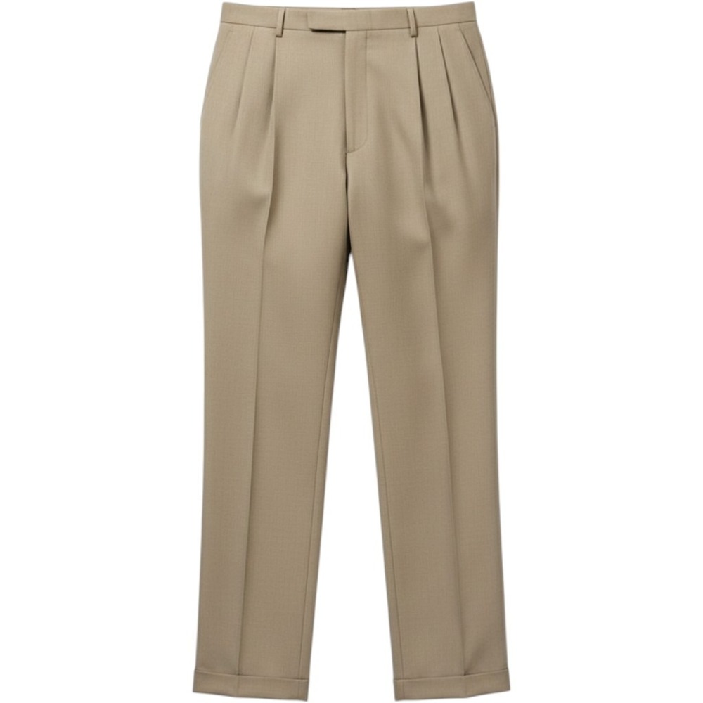 Van Heusen Big & Tall Mens 44x30 Pleated Cuffed Dress Pants Tan Khaki 50B7338